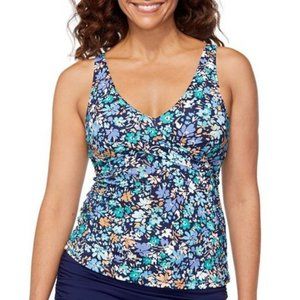 Floral Cross Back Halter Tankini Top 16